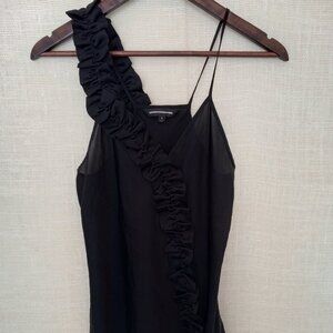 Express Black Ruffle Strap Tank Top